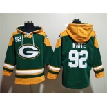 Men's Green Bay Packers #92 Reggie White Green Lace-Up Pullover Hoodie