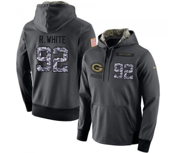 NFL Men's Nike Green Bay Packers #92 Reggie White Stitched Black Anthracite Salute to Service Player Performance Hoodie