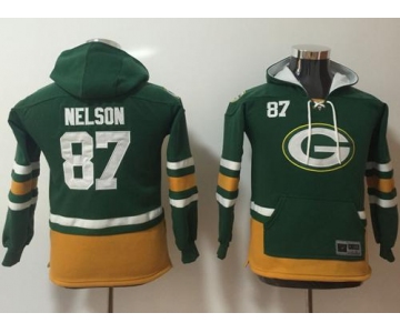 Nike Green Bay Packers #87 Jordy Nelson Green Youth Name & Number Pullover NFL Hoodie