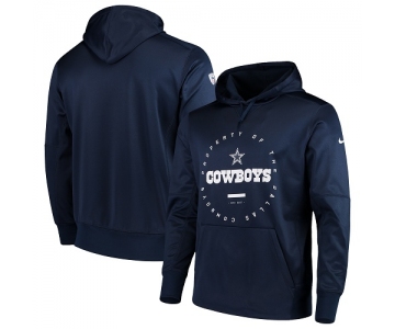 Men's Dallas Cowboys Nike Navy Sideline Property Of Wordmark Logo Performance Pullover Hoodie
