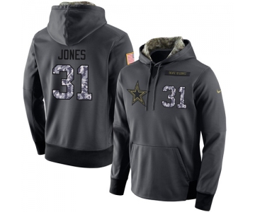 NFL Men's Nike Dallas Cowboys #31 Byron Jones Stitched Black Anthracite Salute to Service Player Performance Hoodie