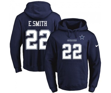 Nike Cowboys #22 Emmitt Smith Navy Blue Name & Number Pullover NFL Hoodie