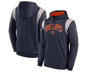 Men's Chicago Bears Navy Sideline Stack Performance Pullover Hoodie