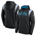 Mens Carolina Panthers Black Sideline Stack Performance Pullover Hoodie