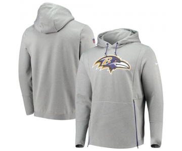 Baltimore Ravens Nike Sideline Performance Player Pullover Hoodie Heathered Gray