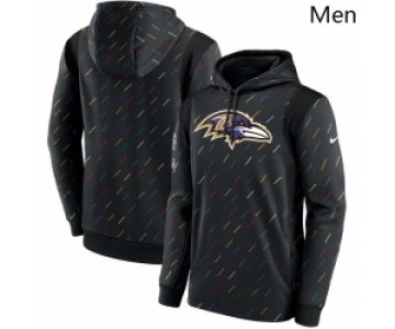 Men Baltimore Ravens Nike Charcoal 2021 NFL Crucial Catch Therma Pullover Hoodie
