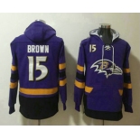 Men's Baltimore Ravens #15 Marquise Brown NEW Purple Pocket Stitched NFL Pullover Hoodie