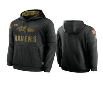 Men's Baltimore Ravens Black 2020 Salute to Service Sideline Performance Pullover Hoodie