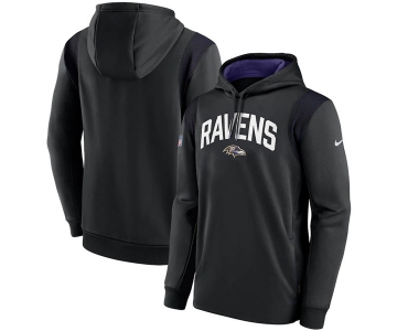 Mens Baltimore Ravens Black Sideline Stack Performance Pullover Hoodie