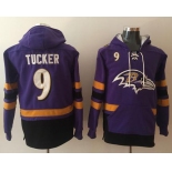 Nike Baltimore Ravens #9 Justin Tucker Purple Black Name & Number Pullover NFL Hoodie