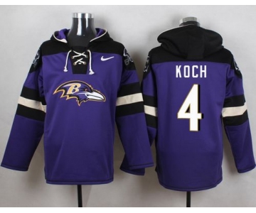 Nike Ravens #4 Sam Koch Purple Player Pullover NFL Hoodie