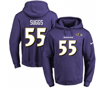 Nike Ravens #55 Terrell Suggs Purple Name & Number Pullover NFL Hoodie