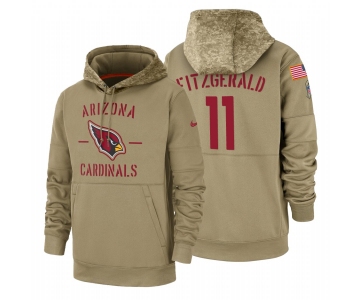 Arizona Cardinals #11 Larry Fitzgerald Nike Tan 2019 Salute To Service Name & Number Sideline Therma Pullover Hoodie