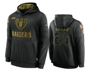 Men's Las Vegas Raiders #24 Johnathan Abram Black 2020 Salute To Service Sideline Performance Pullover Hoodie