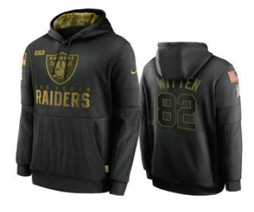 Men's Las Vegas Raiders #82 Jason Witten Black 2020 Salute To Service Sideline Performance Pullover Hoodie