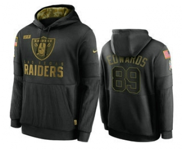 Men's Las Vegas Raiders #89 Bryan Edwards Black 2020 Salute To Service Sideline Performance Pullover Hoodie