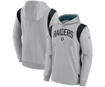 Mens Las Vegas Raiders Gray Sideline Stack Performance Pullover Hoodie