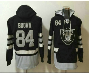 Men's Oakland Raiders #84 Antonio Brown NEW Black Pocket Stitched NFL Pullover Hoodie