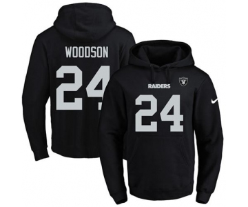 Nike Raiders #24 Charles Woodson Black Name & Number Pullover NFL Hoodie