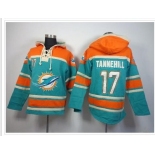 Miami Dolphins #17 Ryan Tannehill Aqua Green Sawyer Hooded Sweatshirt NFL Hoodie