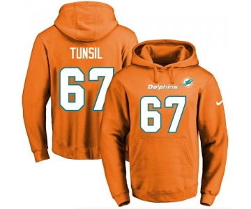 Nike Dolphins #67 Laremy Tunsil Orange Name & Number Pullover NFL Hoodie