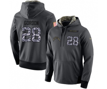 NFL Men's Nike San Diego Chargers #28 Melvin Gordon Stitched Black Anthracite Salute to Service Player Performance Hoodie