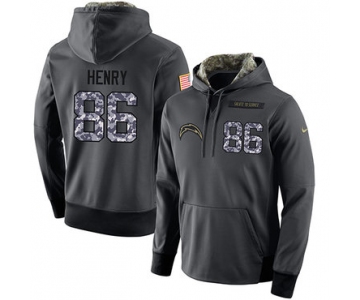 NFL Men's Nike San Diego Chargers #86 Hunter Henry Stitched Black Anthracite Salute to Service Player Performance Hoodie