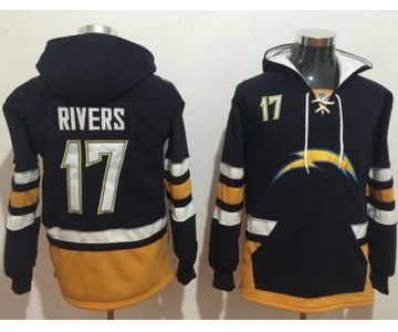 Nike Los Angeles Chargers #17 Philip Rivers Navy Blue Gold Name & Number Pullover NFL Hoodie