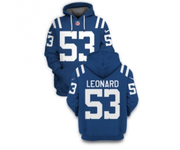 Men's Indianapolis Colts #53 Darius Leonard Blue 2021 Pullover Hoodie