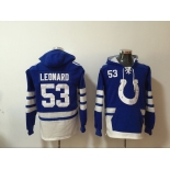 Men's Indianapolis Colts #53 Darius Leonard NEW Royal Blue Pocket Stitched NFL Pullover Hoodie
