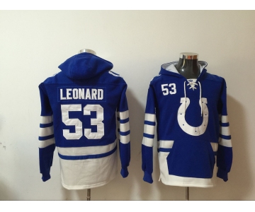 Men's Indianapolis Colts #53 Darius Leonard NEW Royal Blue Pocket Stitched NFL Pullover Hoodie