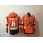 Men's Cleveland Browns #6 Baker Mayfield NEW Orange Pocket Stitched NFL Pullover Hoodie