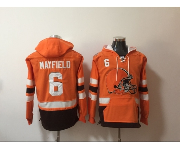 Men's Cleveland Browns #6 Baker Mayfield NEW Orange Pocket Stitched NFL Pullover Hoodie