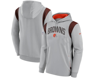 Mens Cleveland Browns Gray Sideline Stack Performance Pullover Hoodie