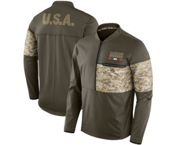 Nike Cleveland Browns Olive Salute to Service Sideline Hybrid Half-Zip Pullover Jacket