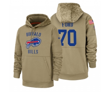 Buffalo Bills #70 Cody Ford Nike Tan 2019 Salute To Service Name & Number Sideline Therma Pullover Hoodie