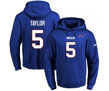 Nike Bills #5 Tyrod Taylor Royal Blue Name & Number Pullover NFL Hoodie