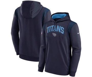 Men's Tennessee Titans Navy Sideline Stack Performance Pullover Hoodie