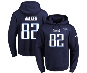 Nike Titans #82 Delanie Walker Navy Blue Name & Number Pullover NFL Hoodie