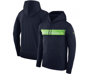 Men's Seattle Seahawks Nike College Navy Sideline Team Performance Pullover Hoodie