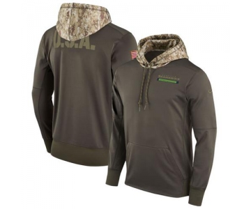 Men's Seattle Seahawks Nike Olive Salute to Service Sideline Therma Pullover Hoodie