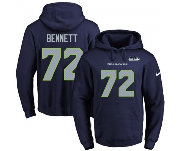 Nike Seahawks #72 Michael Bennett Navy Blue Name & Number Pullover NFL Hoodie