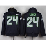 Nike Seattle Seahawks #24 Marshawn Lynch Navy Blue Hoodie
