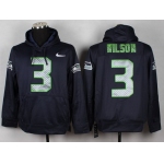 Nike Seattle Seahawks #3 Russell Wilson Navy Blue Hoodie