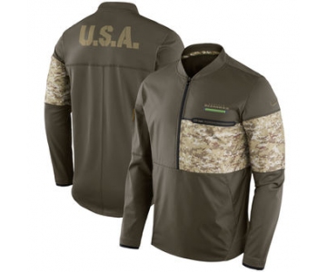Nike Seattle Seahawks Olive Salute to Service Sideline Hybrid Half-Zip Pullover Jacket