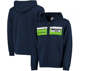 Seattle Seahawks Majestic Touchback Full-Zip Hoodie - Navy