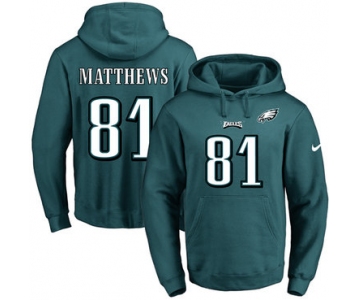 Nike Eagles #81 Jordan Matthews Midnight Green Name & Number Pullover NFL Hoodie