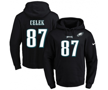 Nike Eagles #87 Brent Celek Black Name & Number Pullover NFL Hoodie