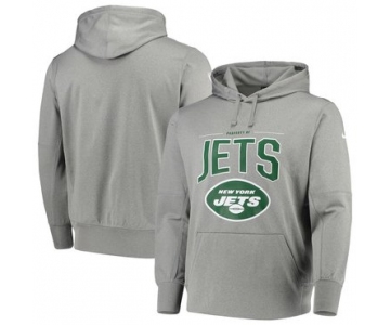 New York Jets Nike Sideline Property Of Performance Pullover Hoodie Gray