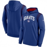 Mens New York Giants Blue Sideline Stack Performance Pullover Hoodie